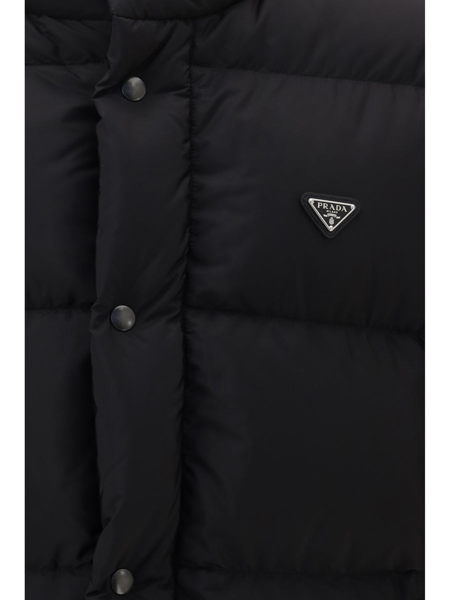 Puffer Jacket Re-Nylon Black Inner Goose Down Padded &