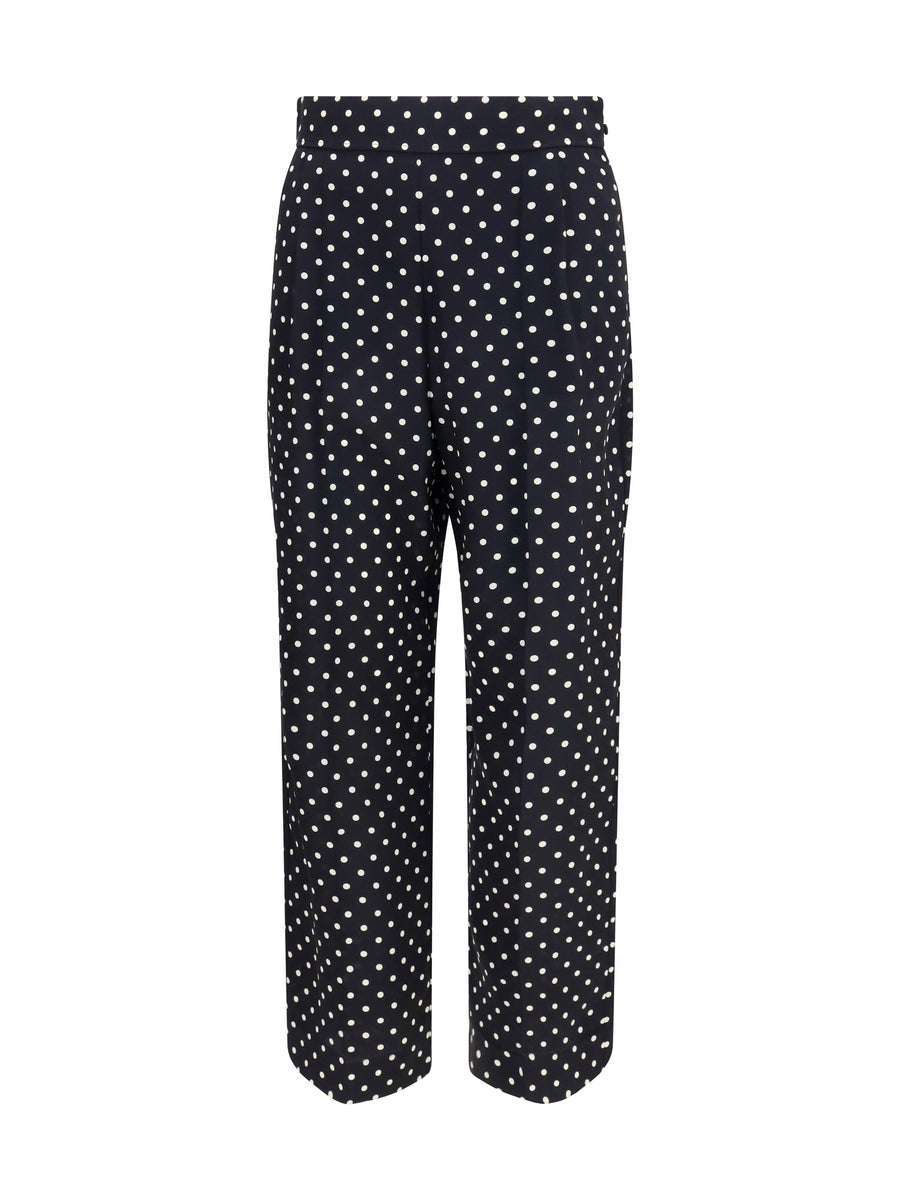 Pants Polka-Dot Crêpe De Chine Silk Black/birch Trousers