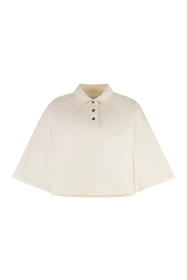 Cropped Cotton Piqué Polo Cream Tops