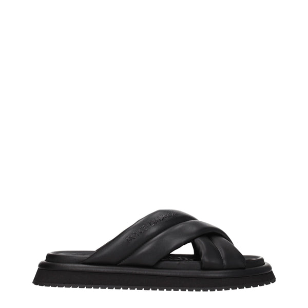 Dolce & Gabbana Leather upper slipper in black