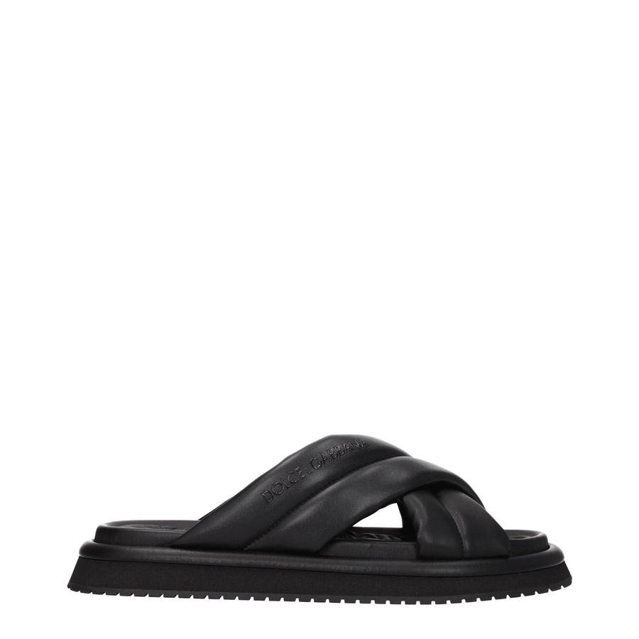 Dolce & Gabbana Leather upper slipper in black