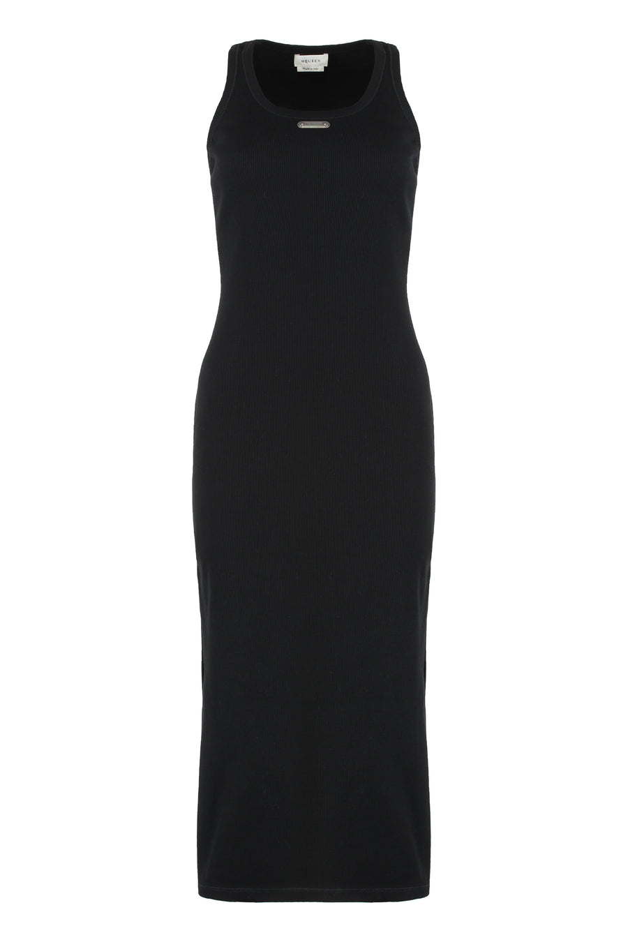 Midi Dress Ribbed Cotton Black