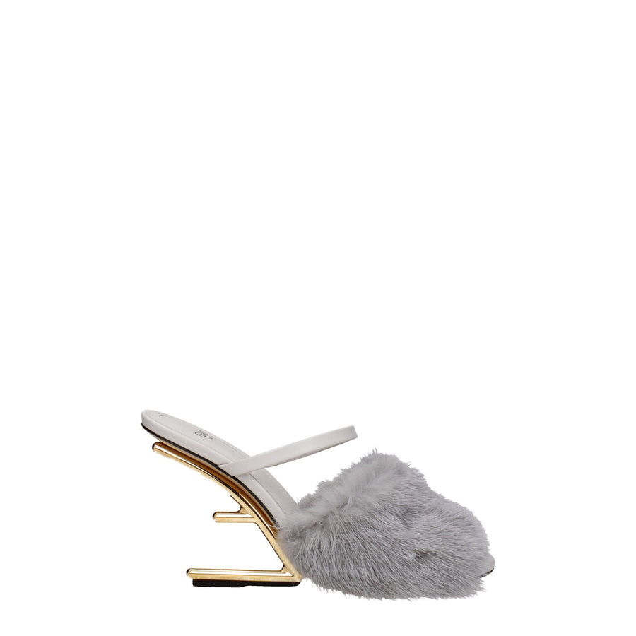 Fendi Mink fur slipper in gray