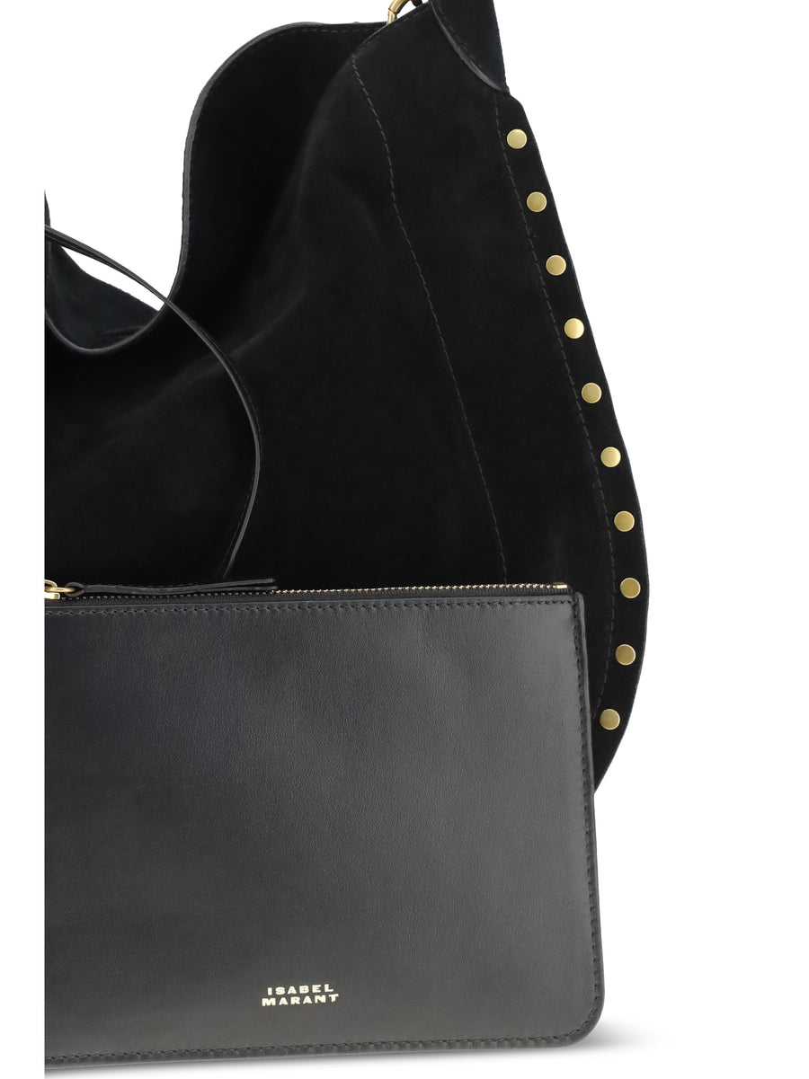 Soft Shoulder Bag Oskan Black Suede Calf Leather