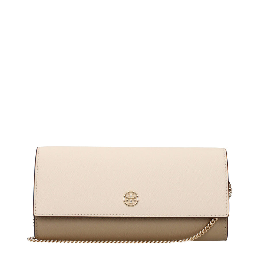 Tory Burch Leather clutch in beige