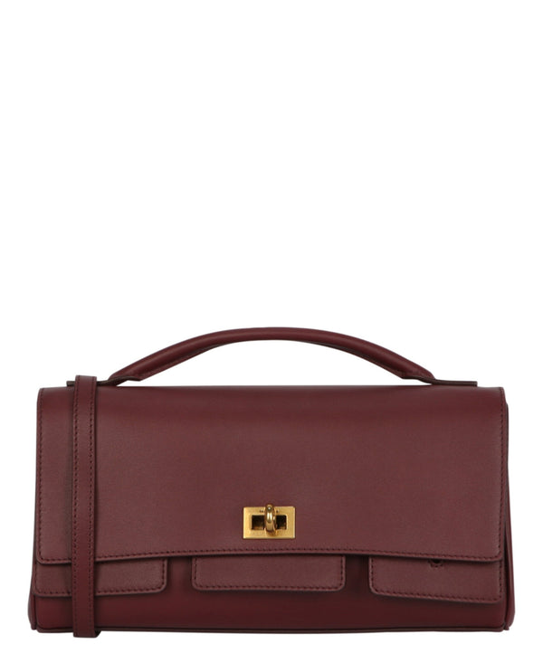 Balenciaga Outer: Calfskin Leather clutch in burgundy
