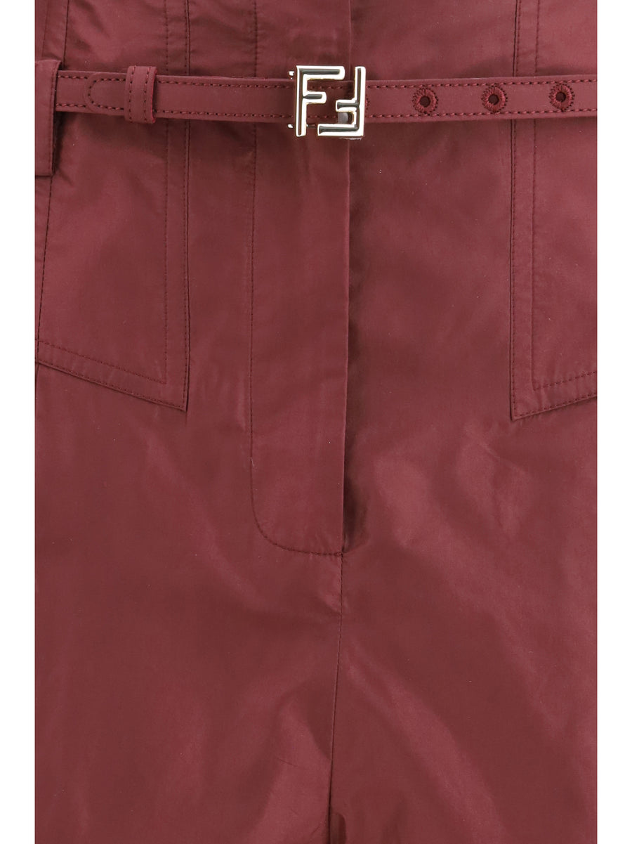 Taffeta Silk Trousers Plum