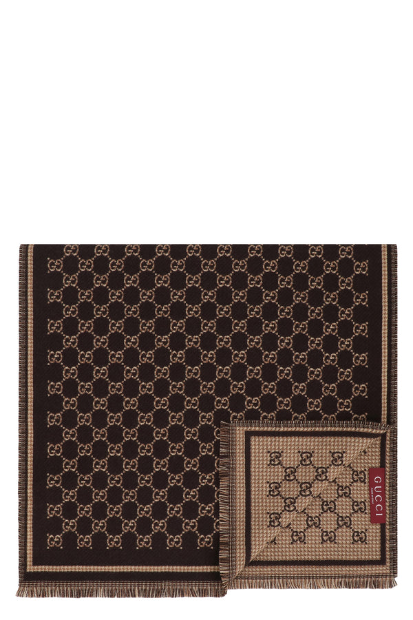Wool Scarf Gg Jacquard Coffee-Beige Coffee/beige