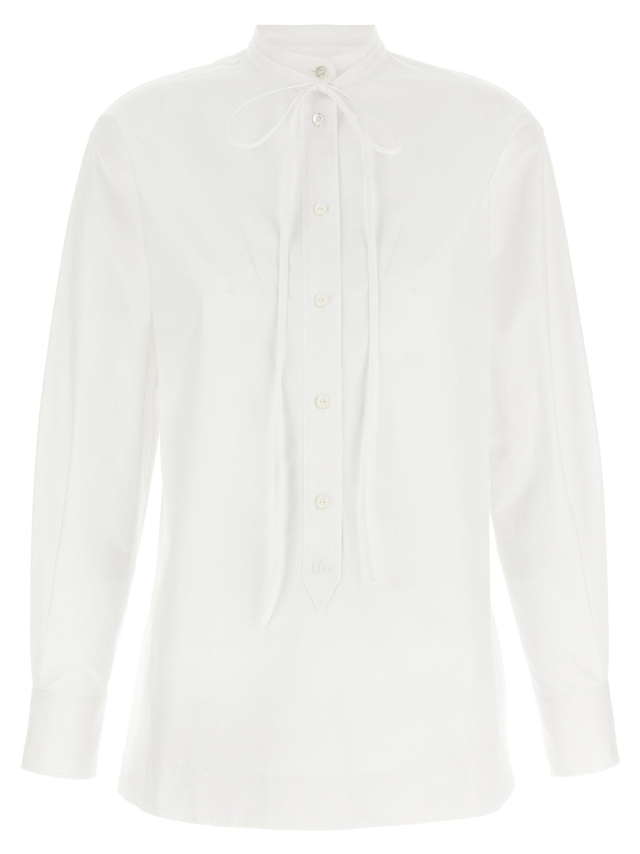 Gucci Double G Embroidered Cotton Poplin Shirt — White