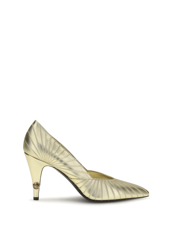 Versace 100% Calf Leather Bos Taurus pumps in gold