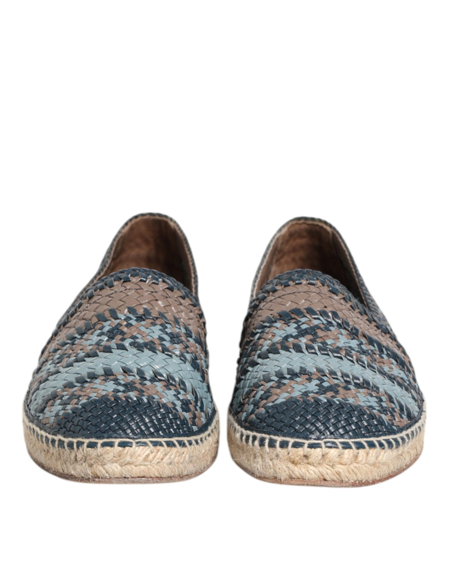 Dolce & Gabbana 100% Buffalo Leather espadrille flat in blue