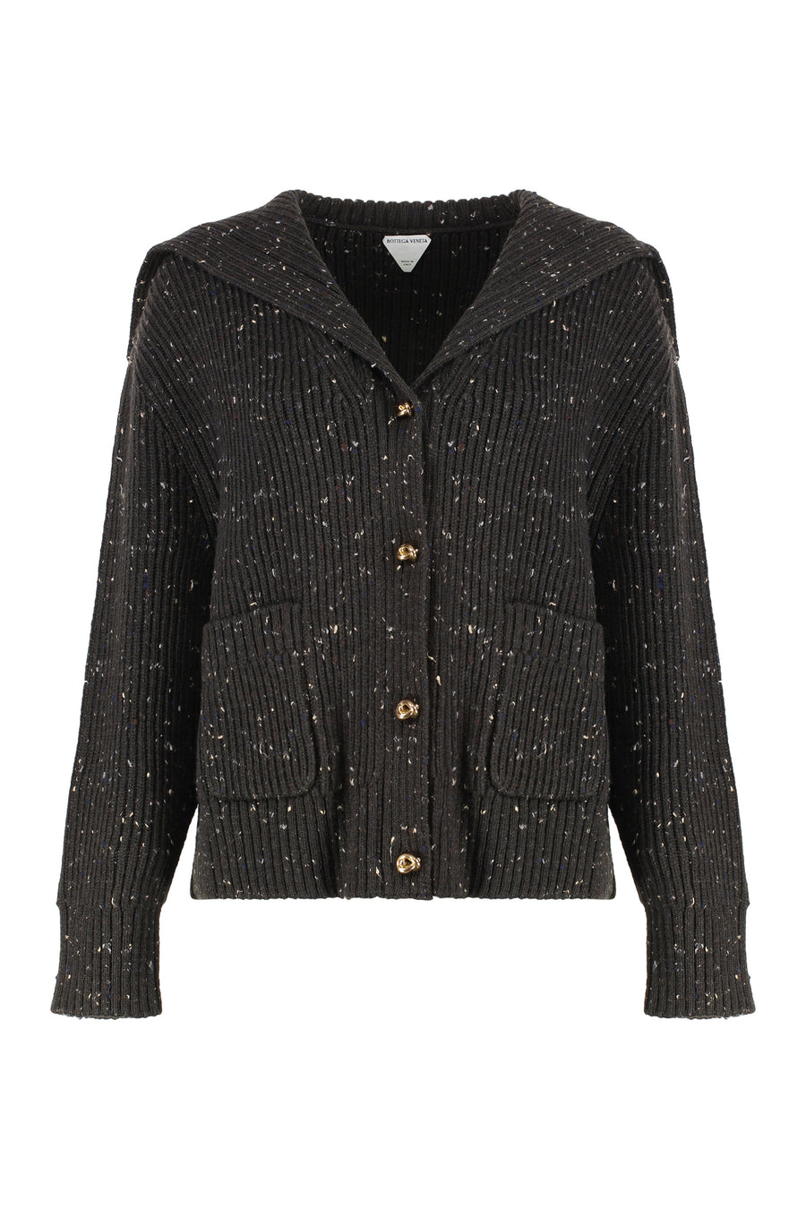 Heather-Effect Wool Cardigan Brown Cardigans