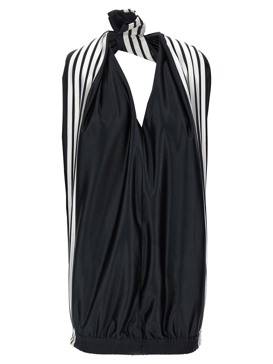 Balenciaga Striped Contrast Tracksuit-Inspired Dress — Black