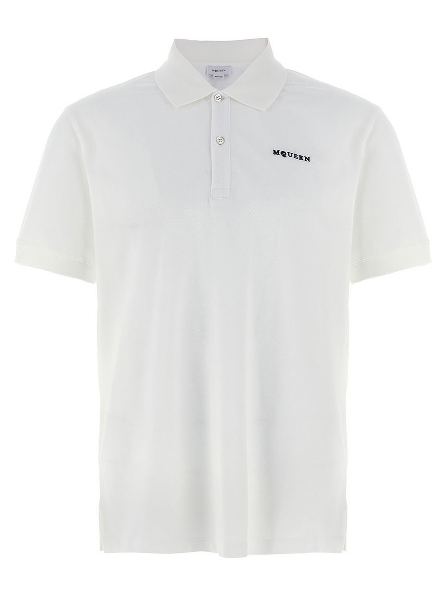 Alexander McQueen Logo-Embroidered Piqué Cotton Polo Shirt — White