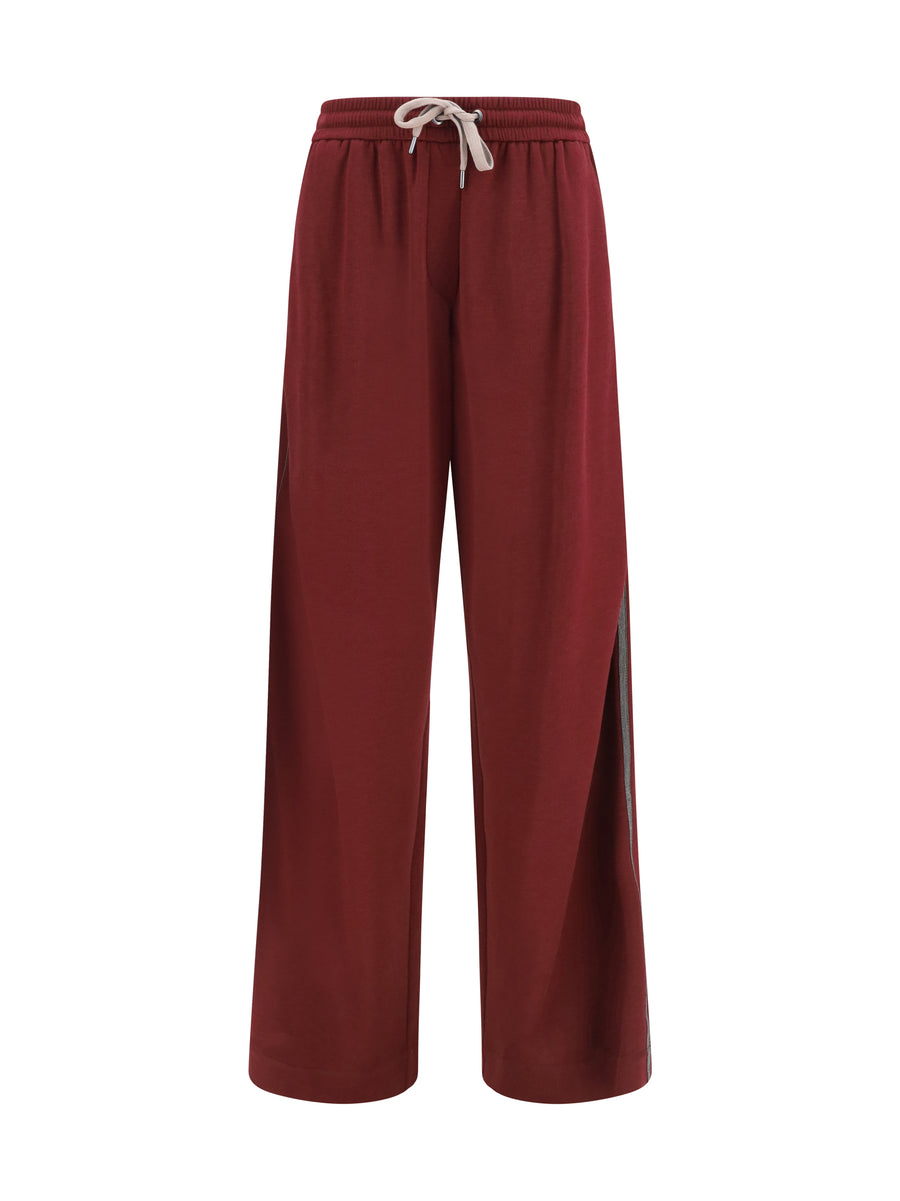 Brunello Cucinelli 67% cotton joggers in red