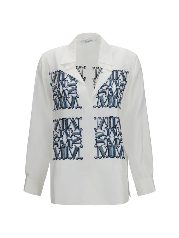 Max Mara 100% Silk shirt in white