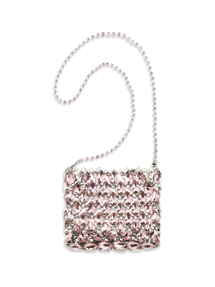 Pouch Pink Crystal Mesh Polyester Shoulder Bags