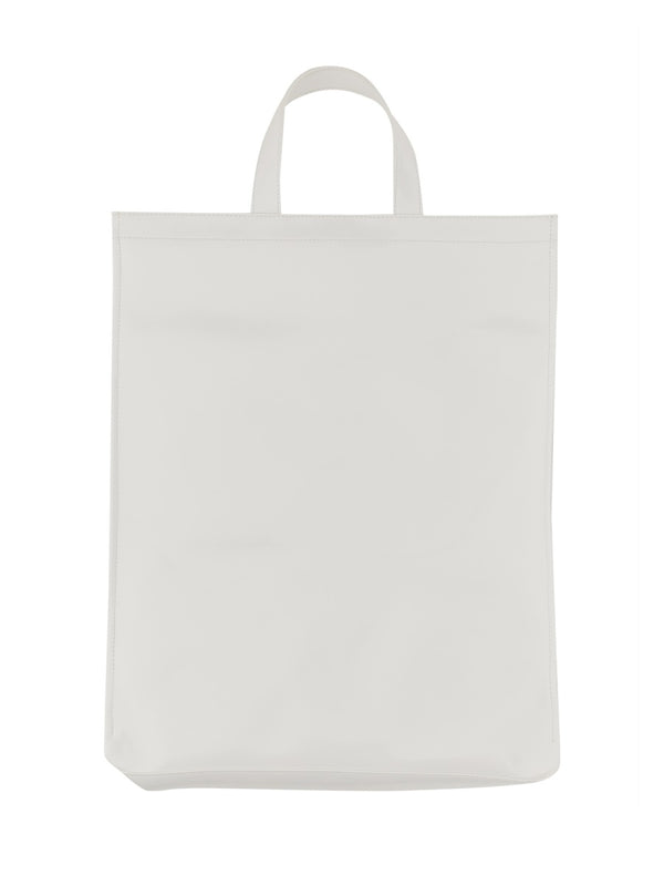 Tote Bag With Embossed Logo White Polyurethane Shoulder