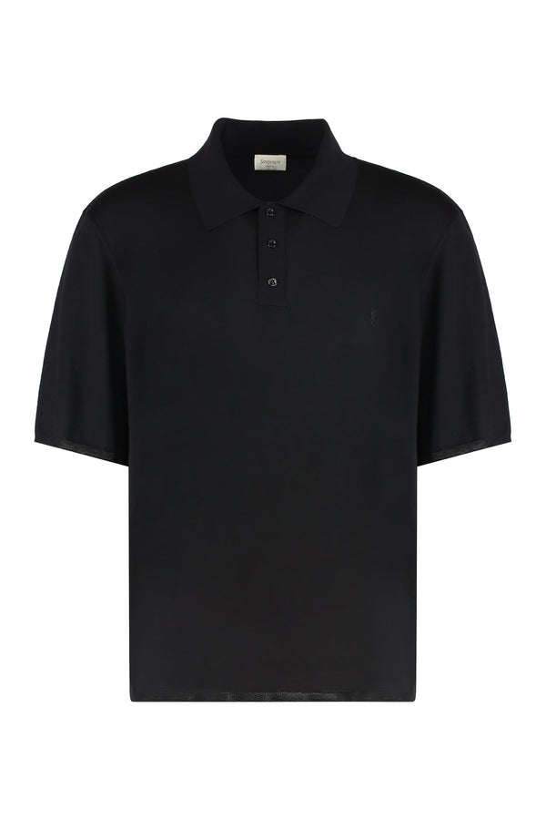 Saint Laurent Polo Cassandre Wool Sweater Black Shirts