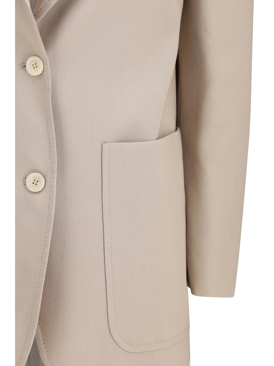 Blazer Moss Green Wool-Blend Fleece Wool Jacket