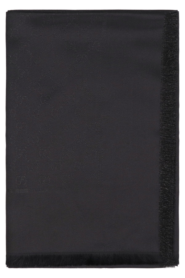 Shawl Gg Lamé Wool And Silk, Black Scarf