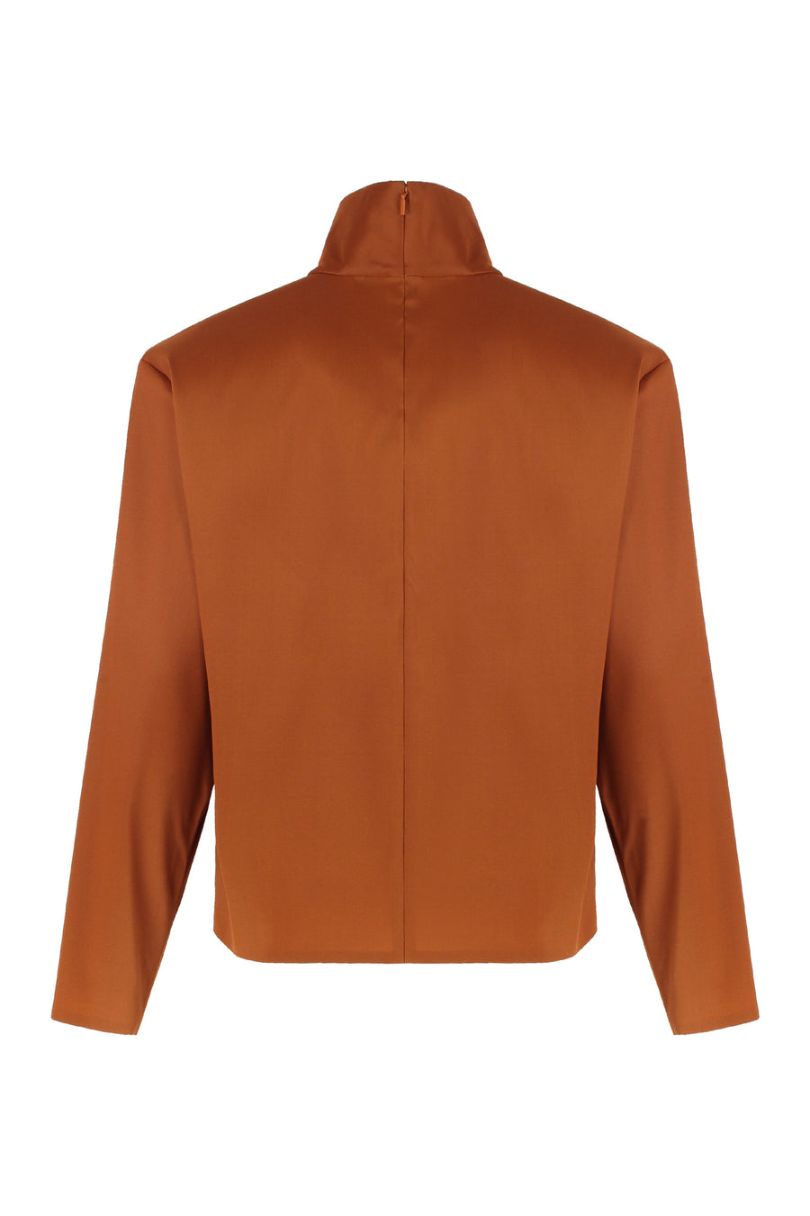 Long-Sleeve Silk-Blend Blouse Caramel Blouses
