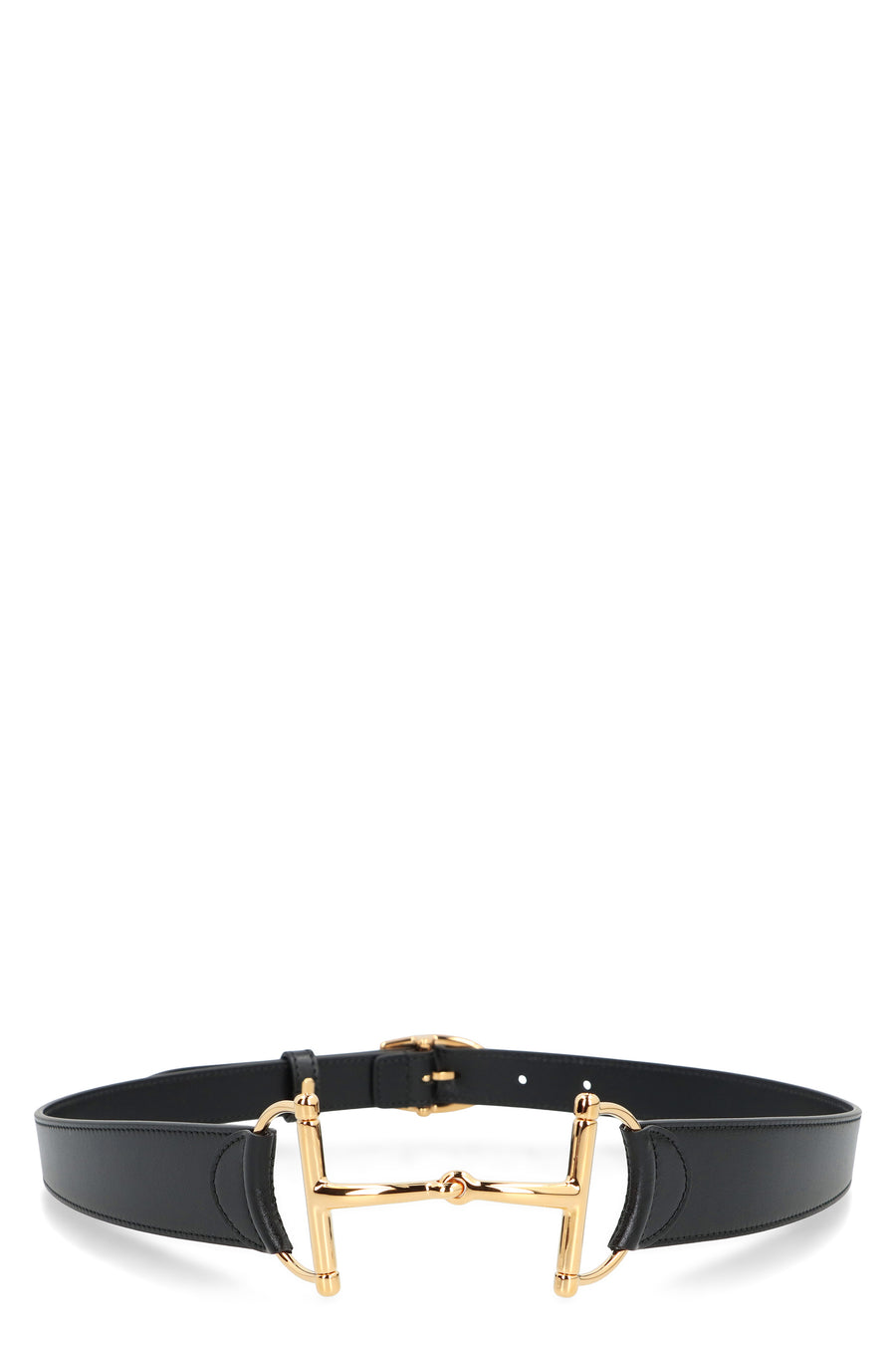 Leather Belt With Clamp Black Calfskin