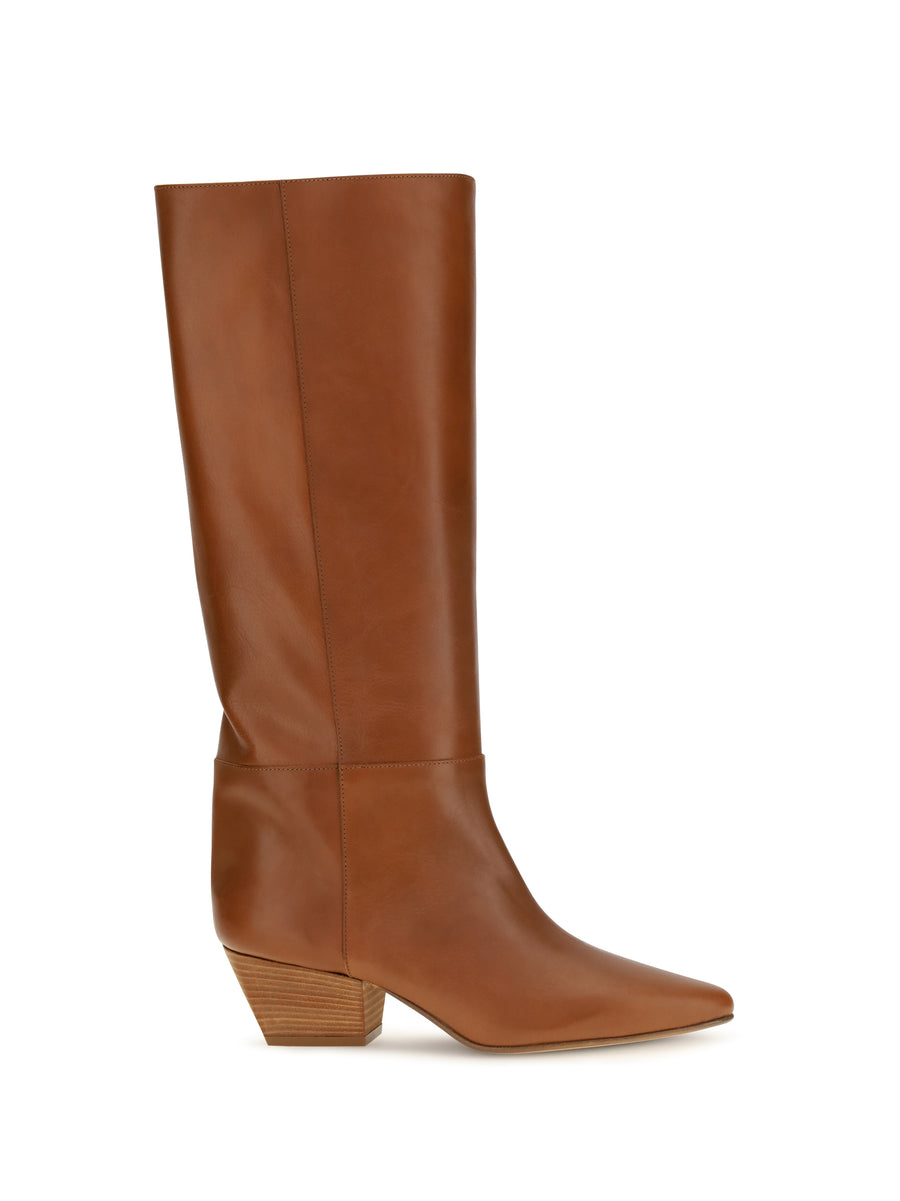 Knee-High Leather Boots Tan