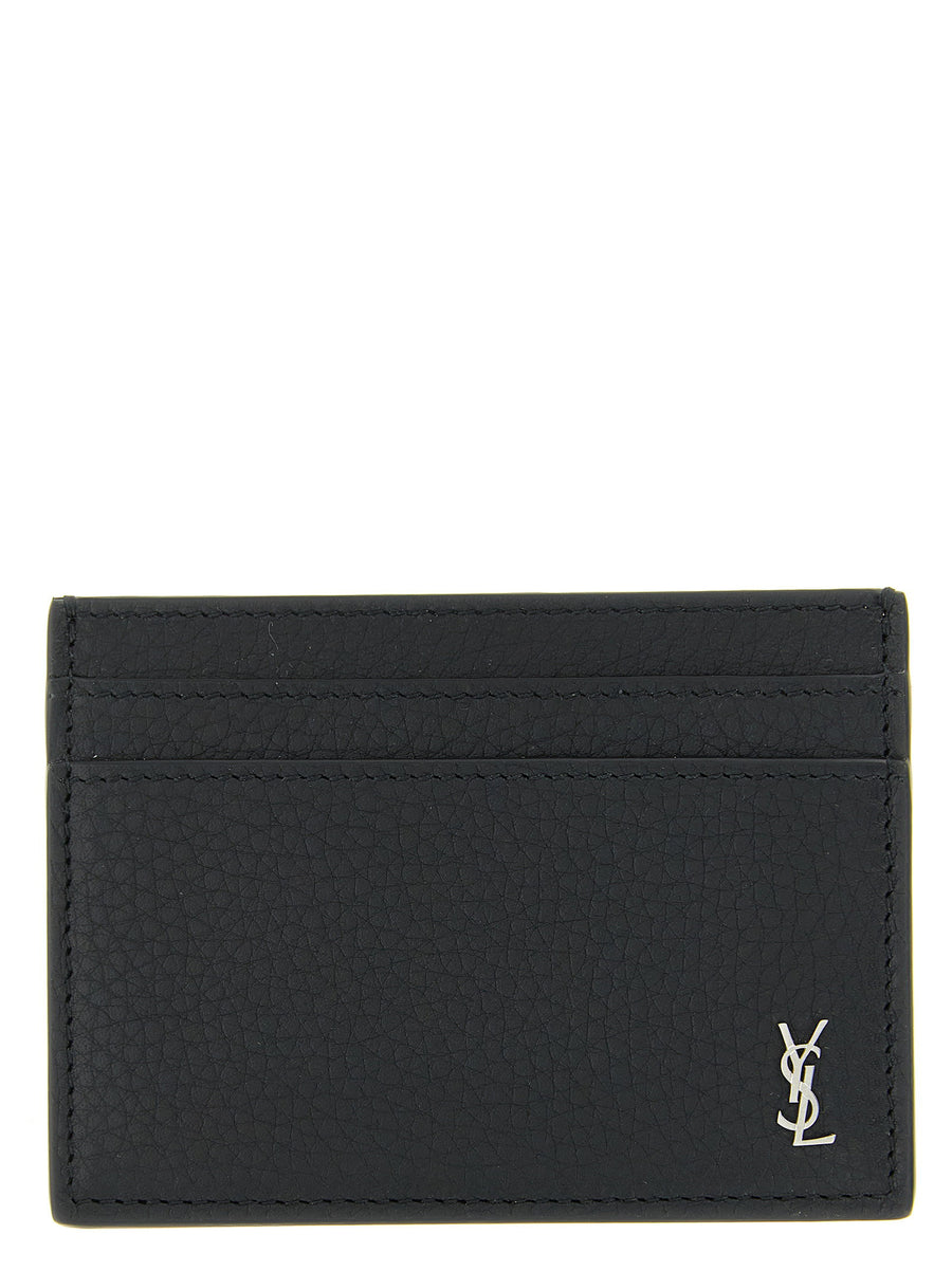 Saint Laurent Monogramme Leather Card Case — Black