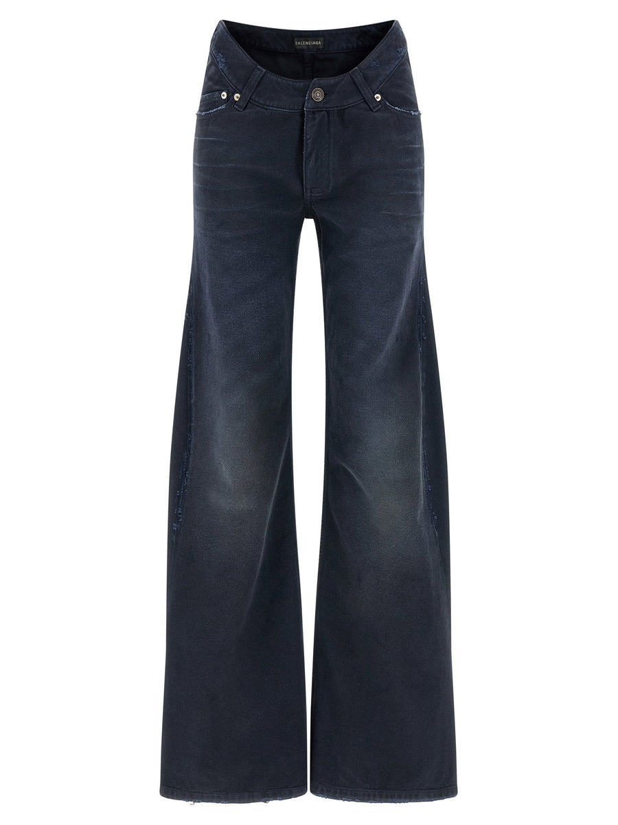Balenciaga Curved Waist Denim Jeans — navy