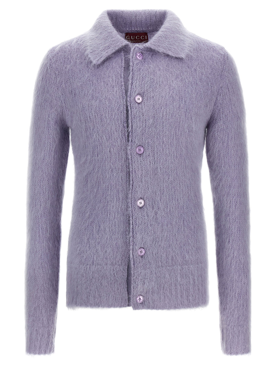 Gucci Brushed Mohair Blend Cardigan — Lavender