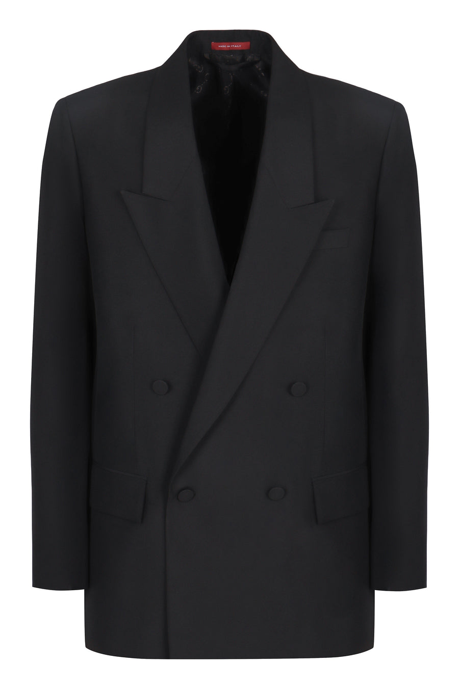 Double-Breasted Jacket Technical Panama Black Polyester Suit & Dinner