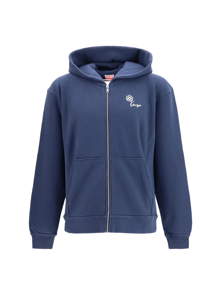Kenzo 100% Cotton zip hoodie in navy