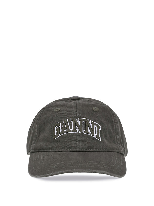 Ganni A6899 100% cotton baseball cap in gray