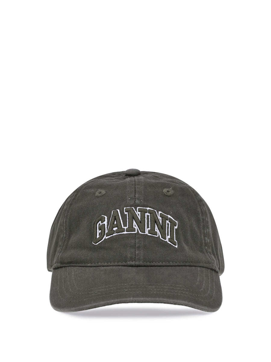 Ganni A6899 100% cotton baseball cap in gray