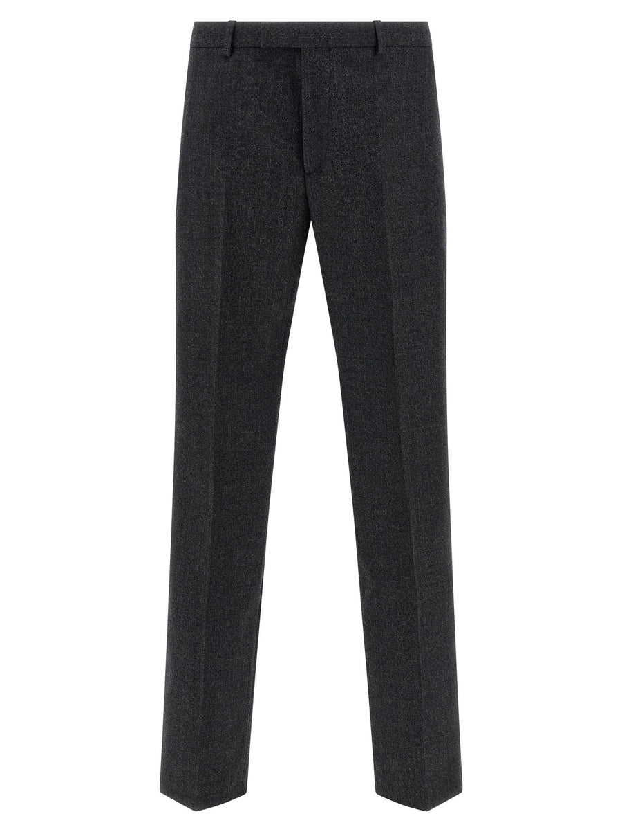 Gucci Wool Mouliné Trousers — Charcoal