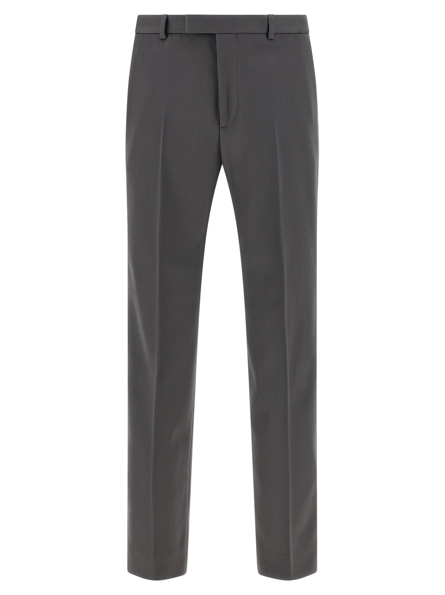 Gucci Wool Satin Tailored Trousers — Gray