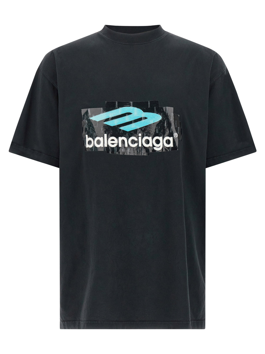 Balenciaga Logo-Print Cotton Jersey T-shirt — Black