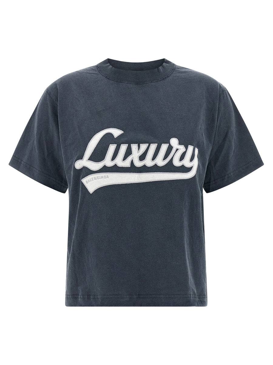 Balenciaga Embroidered Logo T-shirt — Charcoal