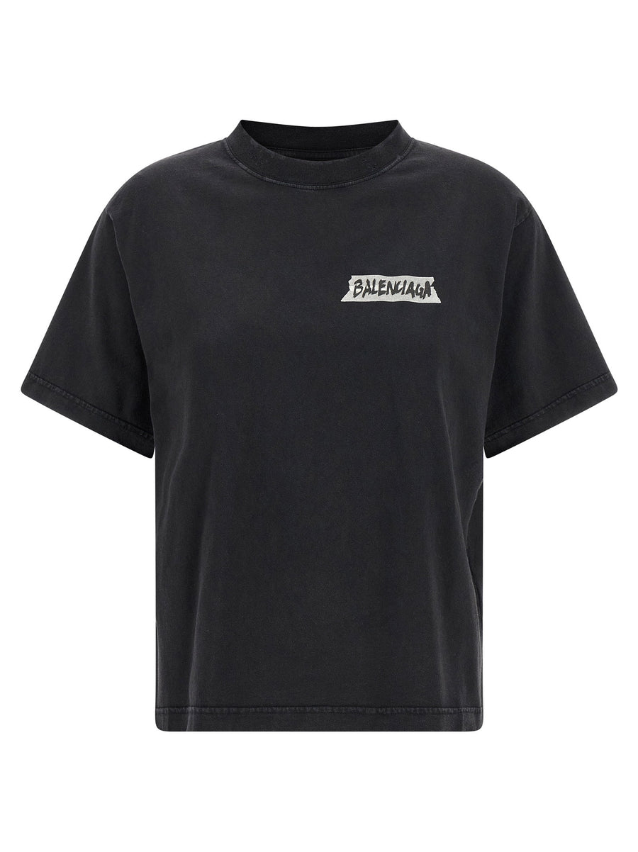 Balenciaga Masking Tape Print T-Shirt — Black