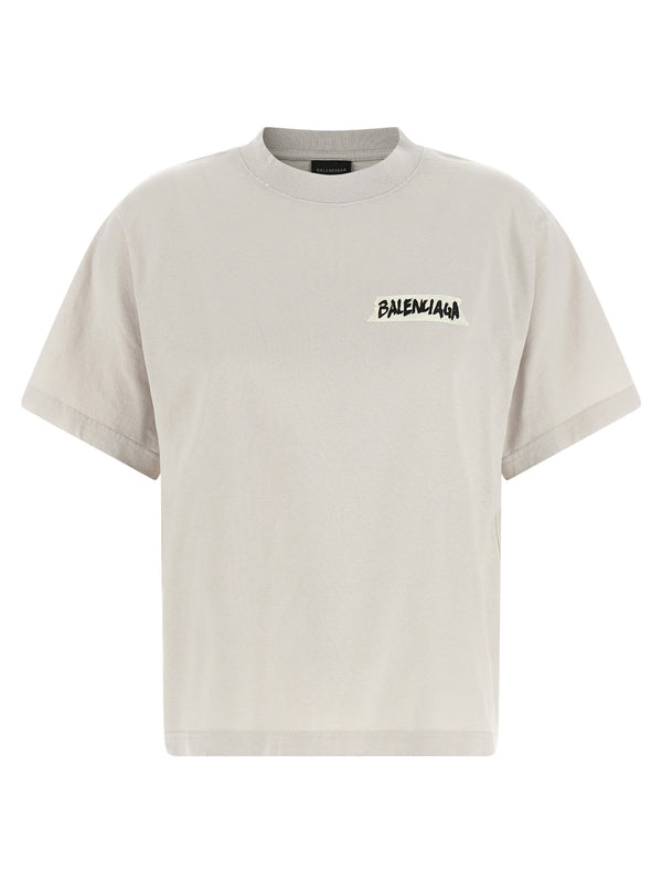 تي شيرت بطبعة شعار من Balenciaga — أوف وايت
