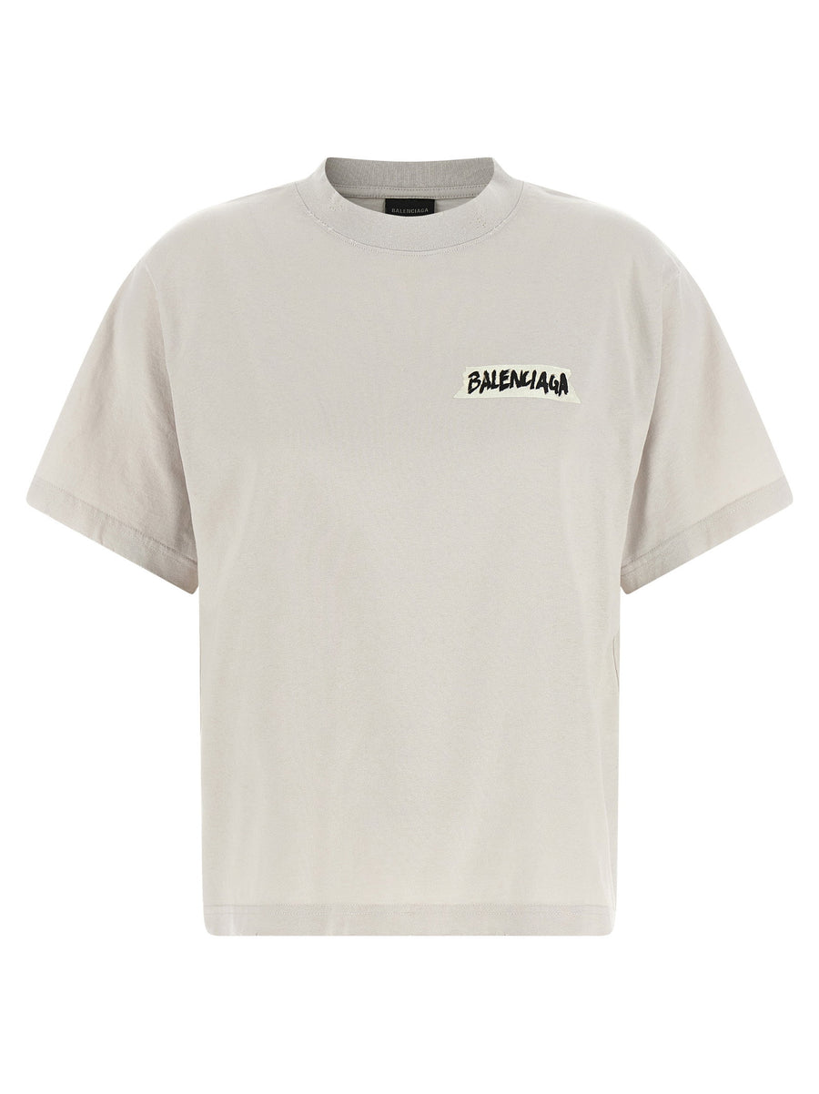 Balenciaga Logo-Print T-Shirt — Off-White