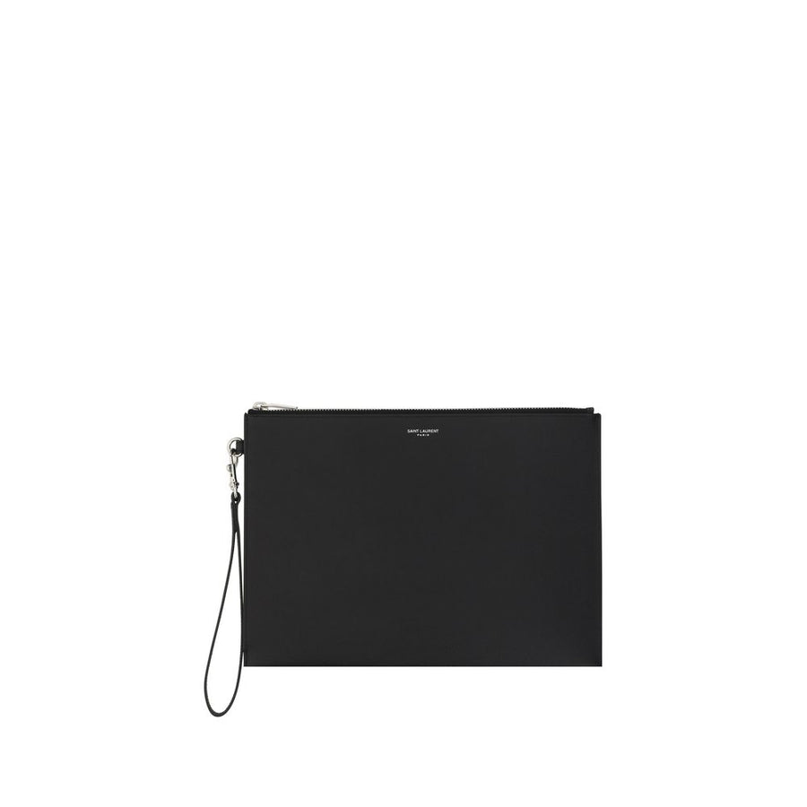 Saint Laurent 100% Calf Leather Bos Taurus clutch in black