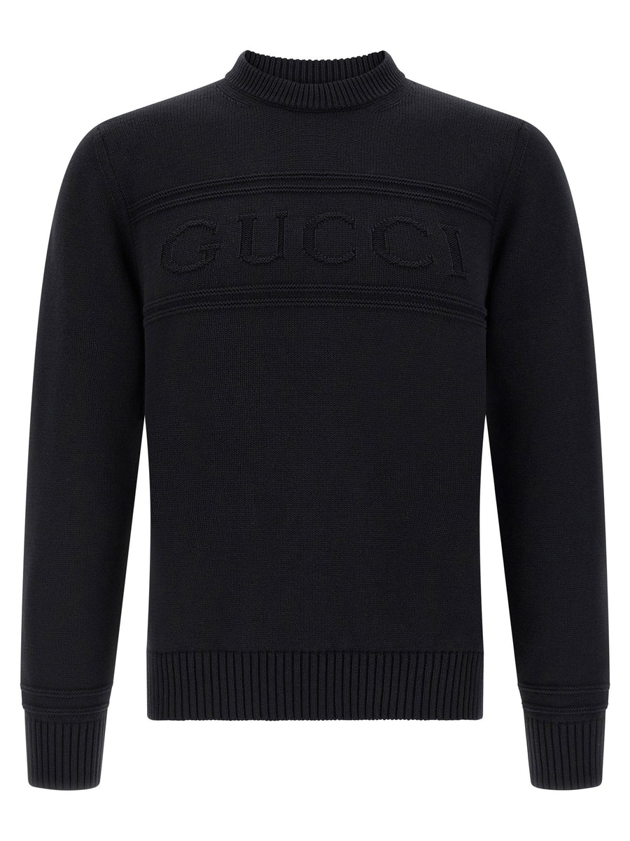 Gucci Intarsia Logo Knit Sweater — Black