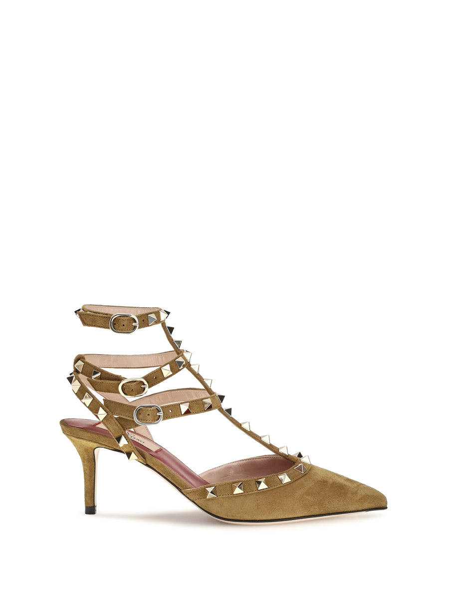 Rockstud Suede Pumps Havana Beige