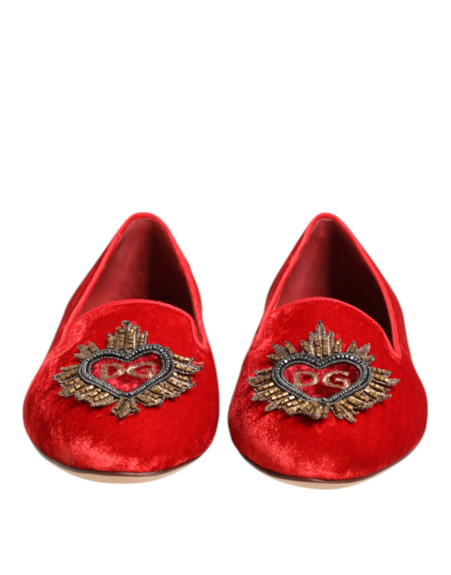 Dolce & Gabbana 99% Viscose 1% Silk Velvet flat in red