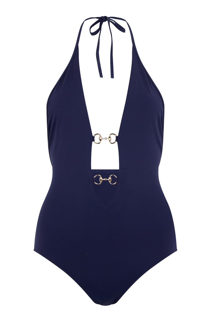 One-Piece Swimsuit With Clamp Detail Dark Blue Polyamide One-pieces
