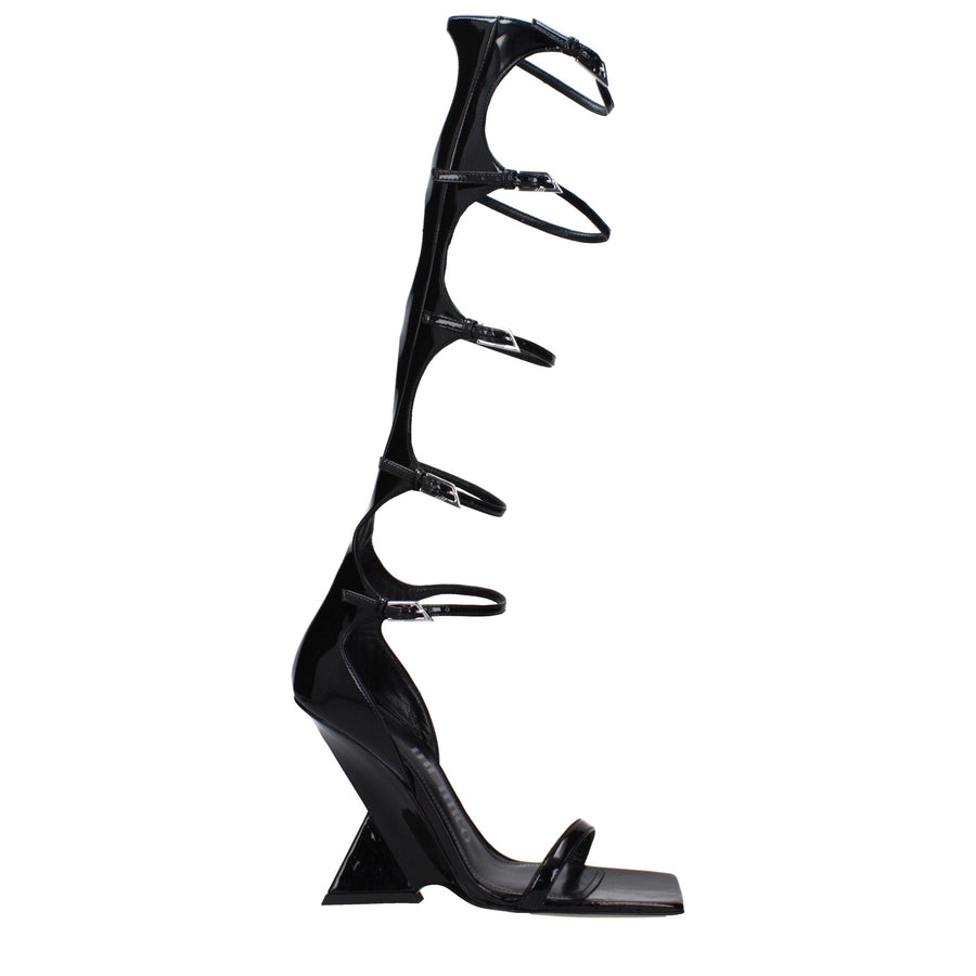 The Attico Patent leather heel sandal in black