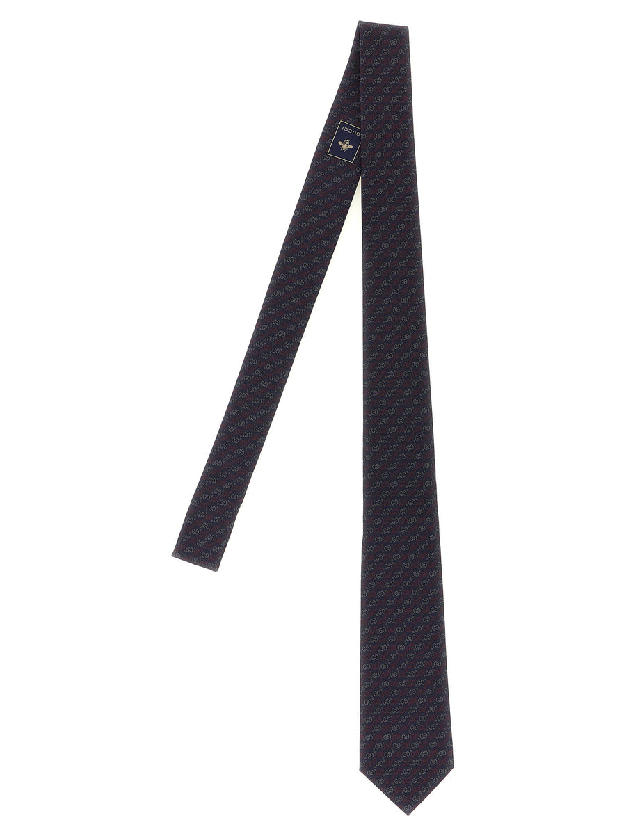 Gucci GG Jacquard Silk Necktie — Navy