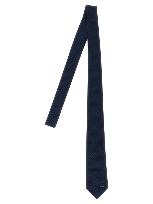 Gucci Jacquard 'Morsetto Gucci' Motif Necktie — Navy